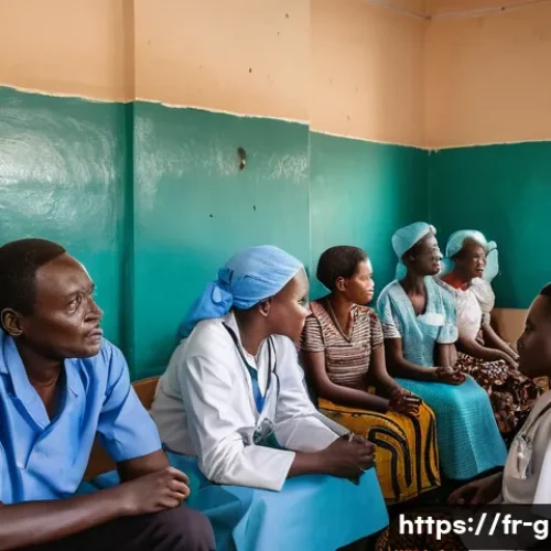 기니비사우 의료 시스템과 병원 정보 - A busy urban health clinic in Bissau, Guinea-Bissau, showing a modestly crowded waiting room with di...