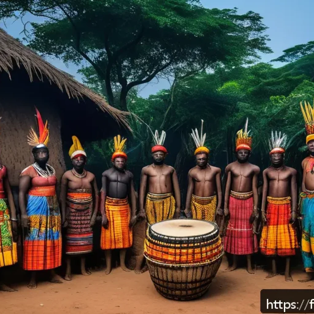 기니비사우 역사 개요 - A vibrant traditional ceremony of the Balante people in Guinea-Bissau, featuring men and women dress...