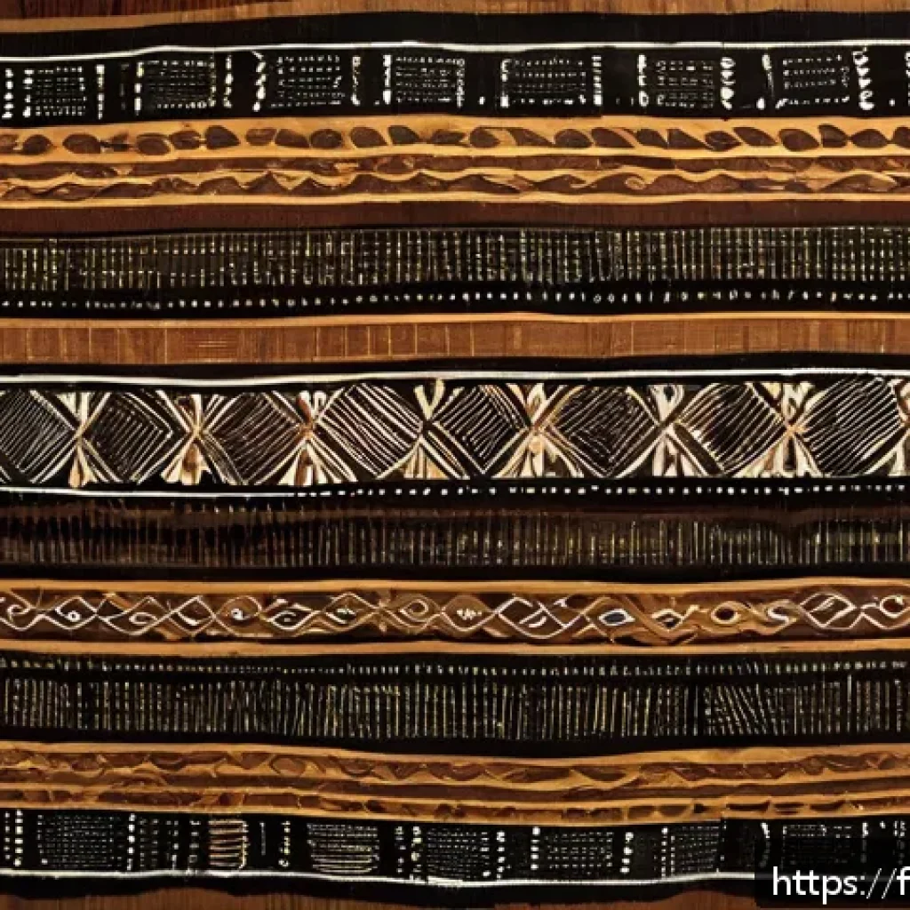 기니비사우에서 가장 인기 있는 기념품 - A vibrant and detailed close-up of traditional Bissau-Guinean bogolan textile fabric, showcasing han...